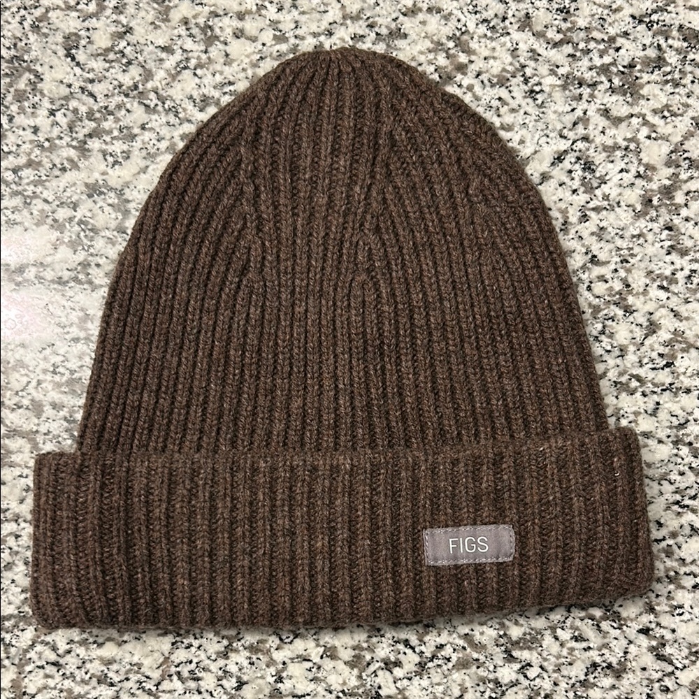 Figs Brown Knit Beanie 100% Merino wool